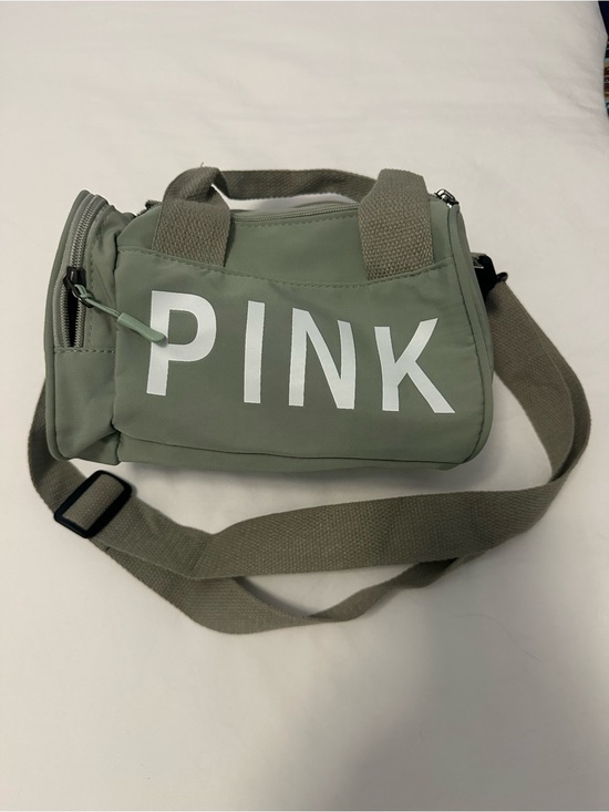 Handbags - PINK Olive Green Logo Crossbody Duffel Bag